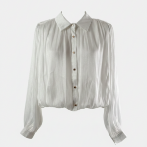 Camicia cropped effetto satin- bianco brillante