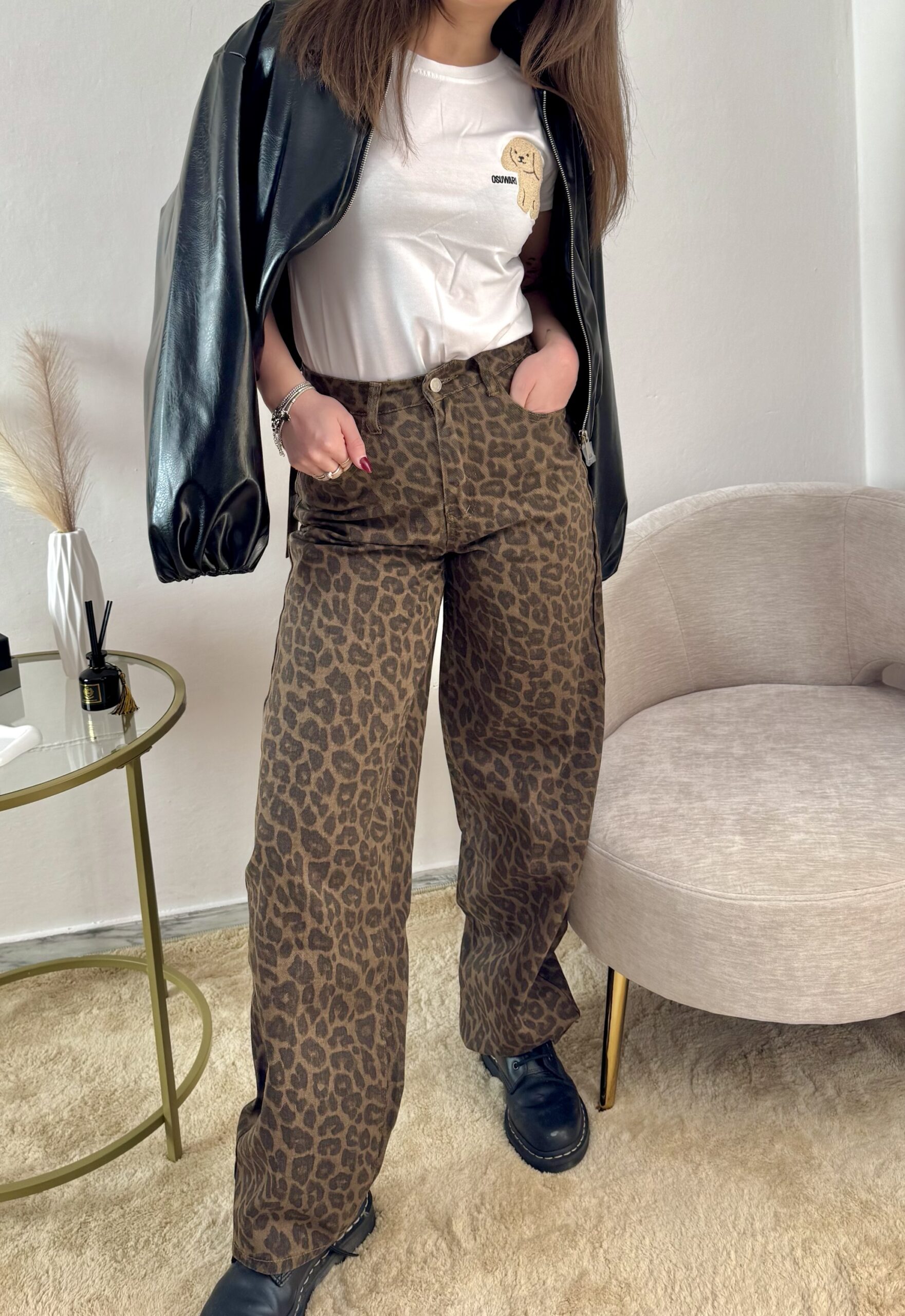 Pantaloni Jeans Leopardati gamba dritta - immagine 3