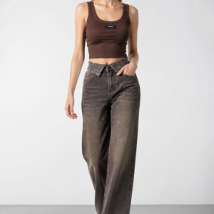 Jeans Wide-Leg "FLEX" con Dettaglio Strass in Vita