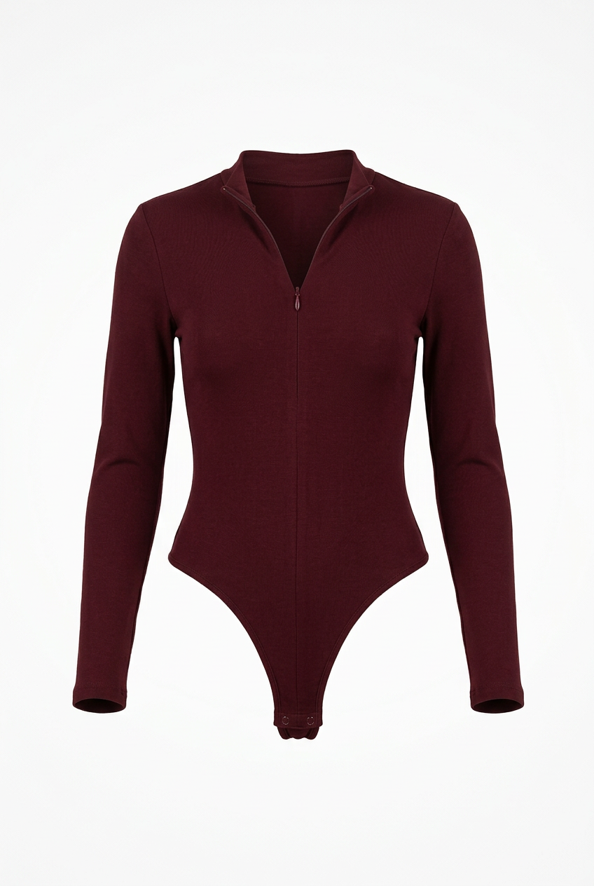 Body con collo e mezza zip- modello versatile ed elegante