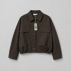 Giacca utility corta in twill marrone