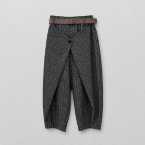 Pantaloni Gessati con Dettaglio Avvolgente
