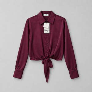 Camicia "Glejo" in Raso Annodabile - Bordeaux