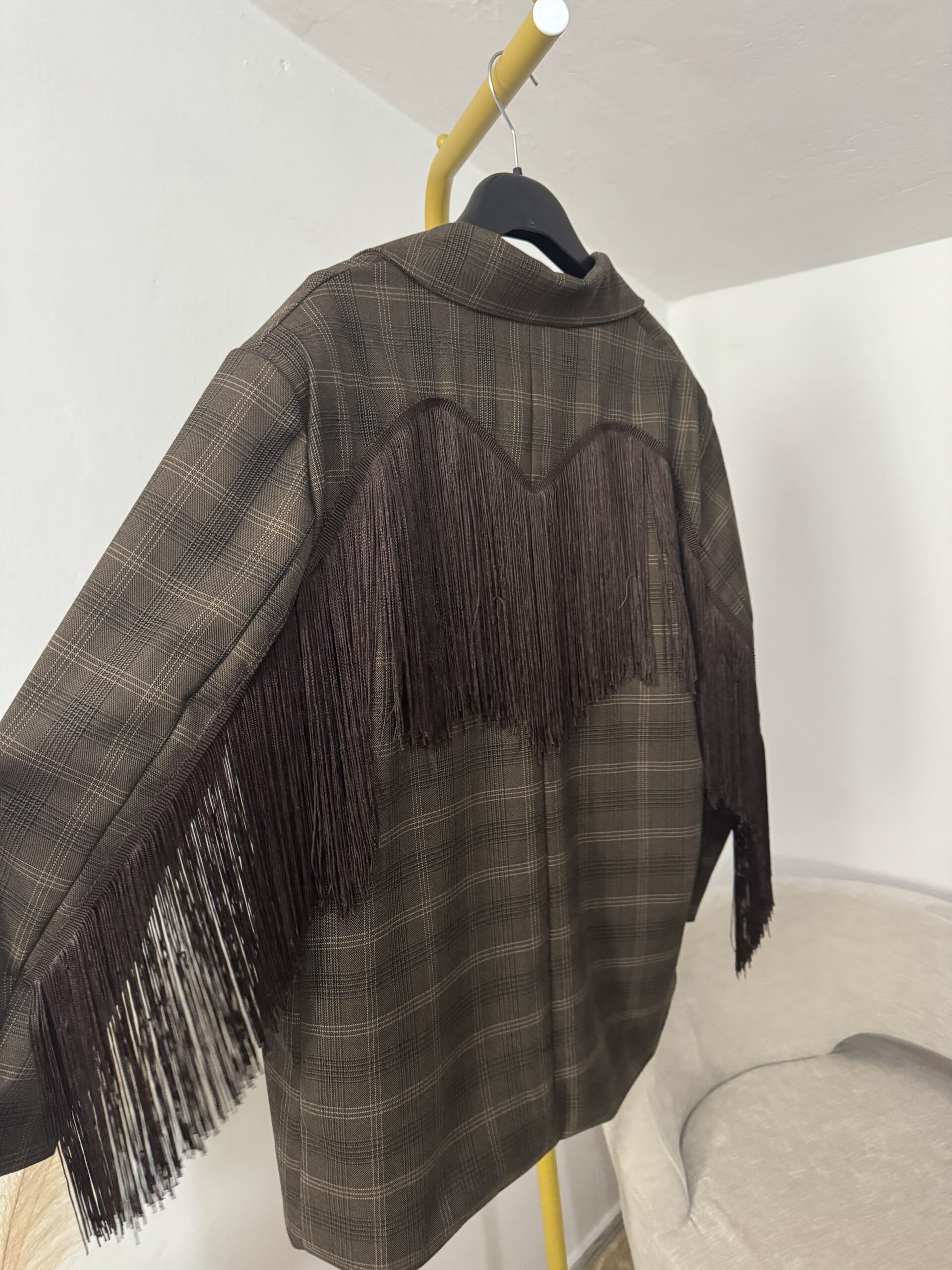 Blazer Tartan Oversize con Frange Country-Chic - immagine 3