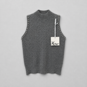 Gilet in Maglia con Colletto Alto e Dettagli Point Light